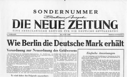 Masthead of Die Neue Zeitung, Berlin edition, 24 June 1948 — American newspaper for the German population