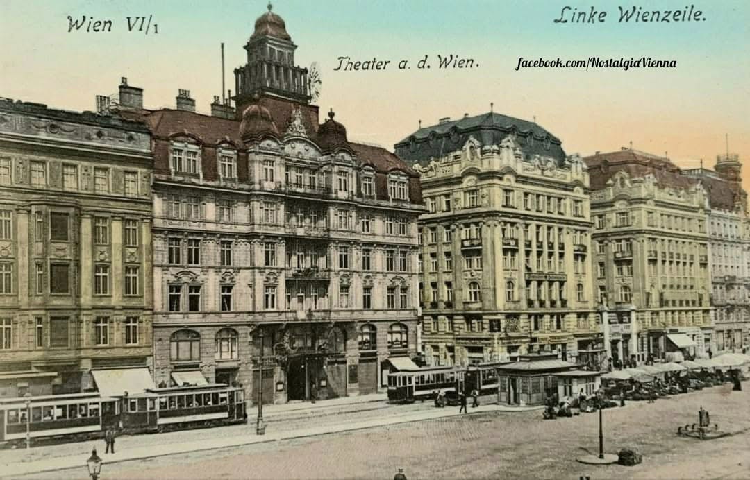 Tinted vintage postcard of the Theater an der Wien on the Linke Wienzeile in Vienna